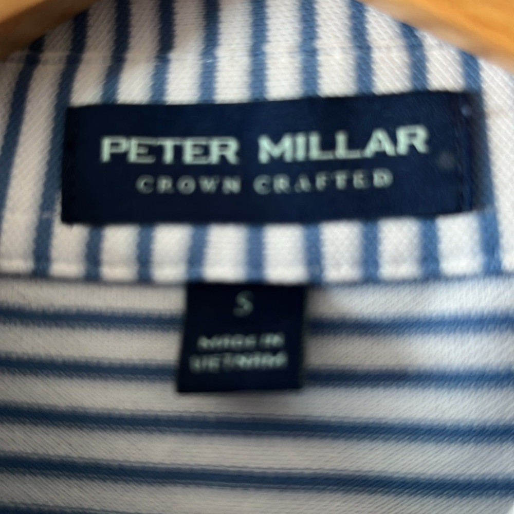 Brand New Peter Millar Crown Crafted Blue & White Striped Stretch Golf ⛳ Polo! - Picture 8 of 14